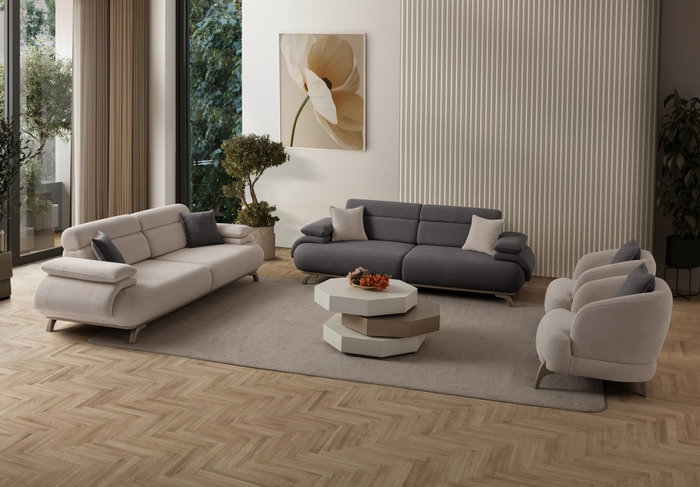 Atelier Del Sofa Bonjo Silver - Anthracite Sofá de 3 Plazas